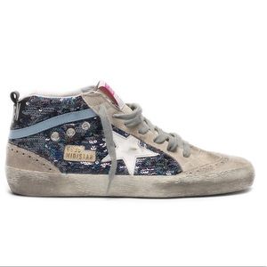 Golden Goose Sequin Mid Star Sneakers - Blue and Gray